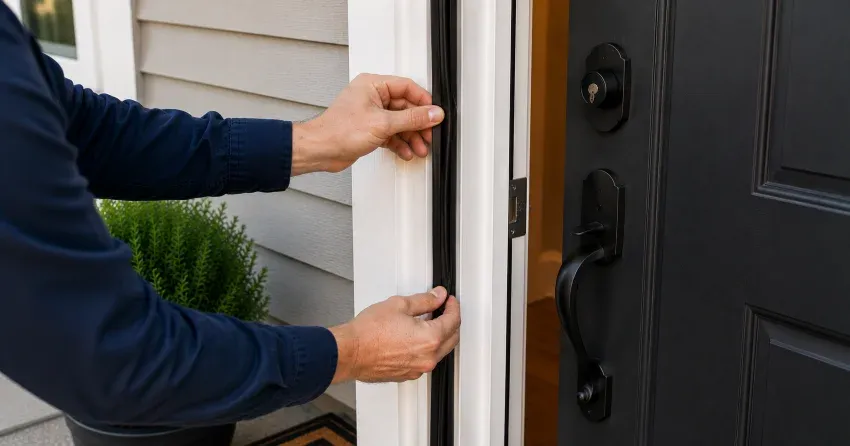 technician performing light test on door seal in East Gwillimbury