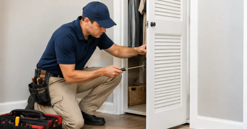 technician repairing doorbell button and wiring in Holt, East Gwillimbury