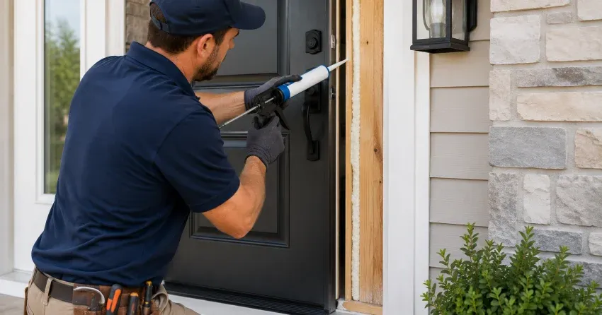 fiberglass front door installed with sidelights in Queensville, East Gwillimbury