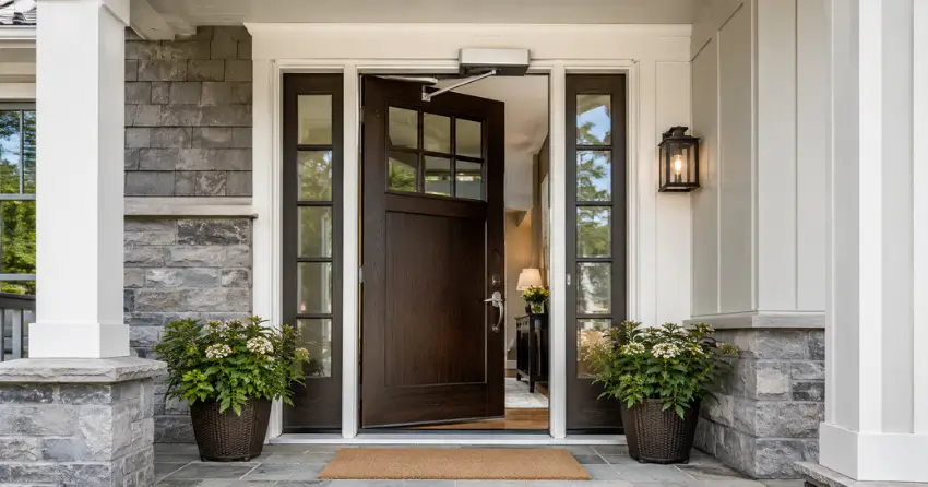 residential automatic door opener installed on exterior entry door in Mount Albert, East Gwillimbury