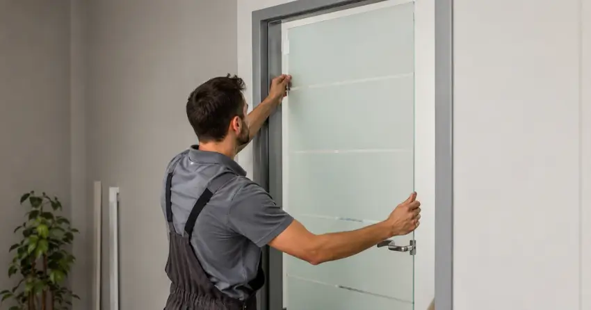 frosted glass interior door panel installation in Sharon, East Gwillimbury