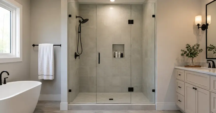 new frameless glass shower door installed in Mount Albert, East Gwillimbury